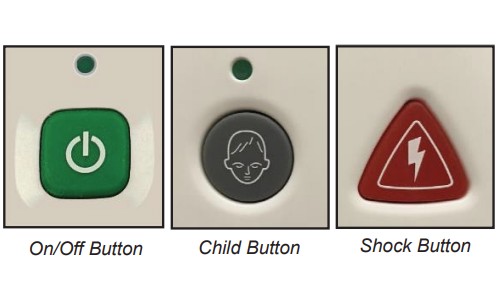 On/Off button, child button, and shock button