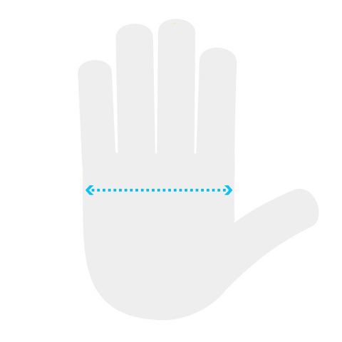 hand measurement guide for hand length and palm circumference at the knuckle