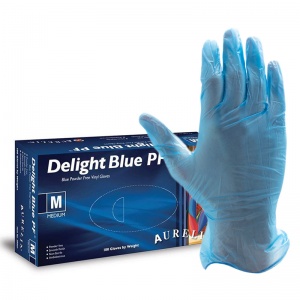 Aurelia Delight Blue PF Vinyl Gloves