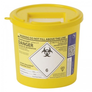 Daniels Sharpsguard Yellow Lid 2.5L General-Purpose Sharps Bins (Pack of 48)