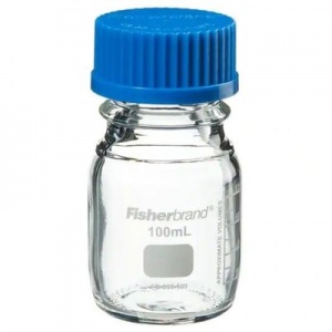 Fisherbrand 100ml Reusable Glass Media Bottles with Caps (Pack of 10)