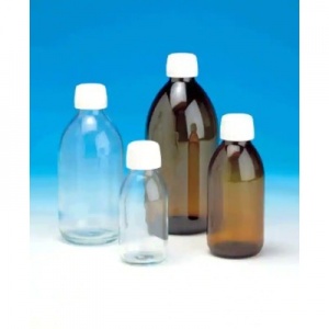 Fisherbrand 150ml Clear Soda Lime Glass Bottles with Caps (Pack of 20)
