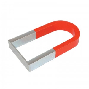 Red and Silver Horseshoe Magnet with Yoke