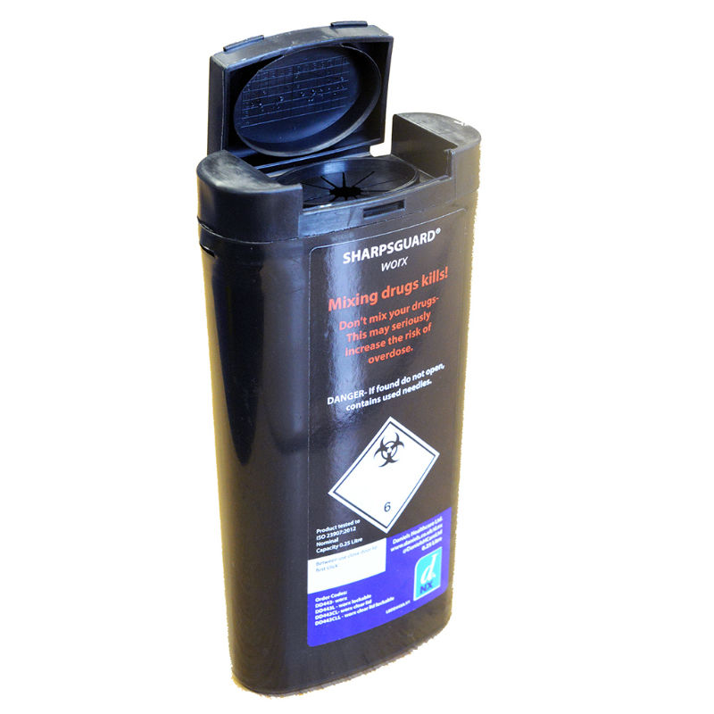 Worx Black Needle Exchange Sharps Containers LabWorld.co.uk
