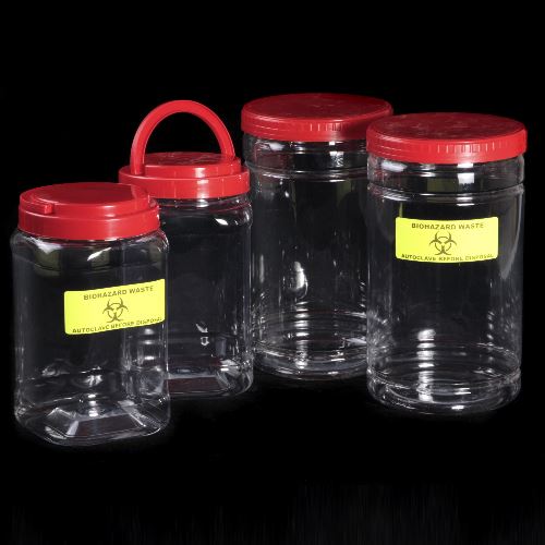Small PET Sweet Jar with Biohazard Label
