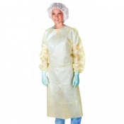 Medline Yellow Polyethylene-Coated Polypropylene Isolation Gowns (Pack of 50)